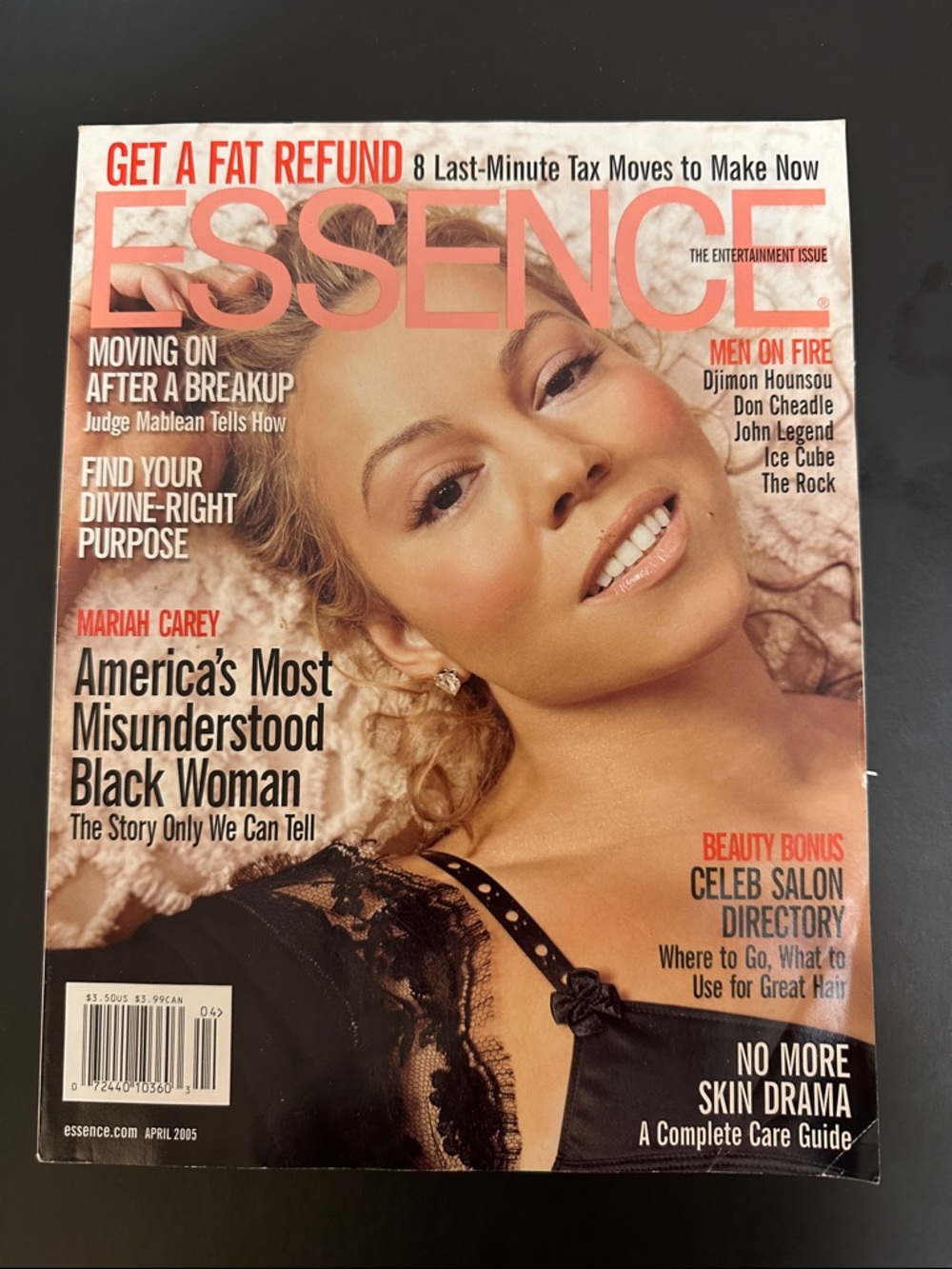 Essence Magazine April 2005 - Mariah Carey Cover (Peach, Black)